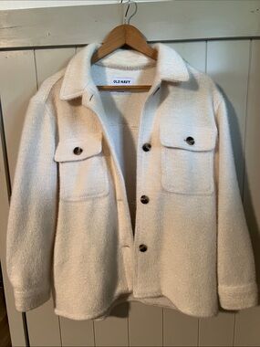 Old Navy Cream Textured Button-Up Jacket